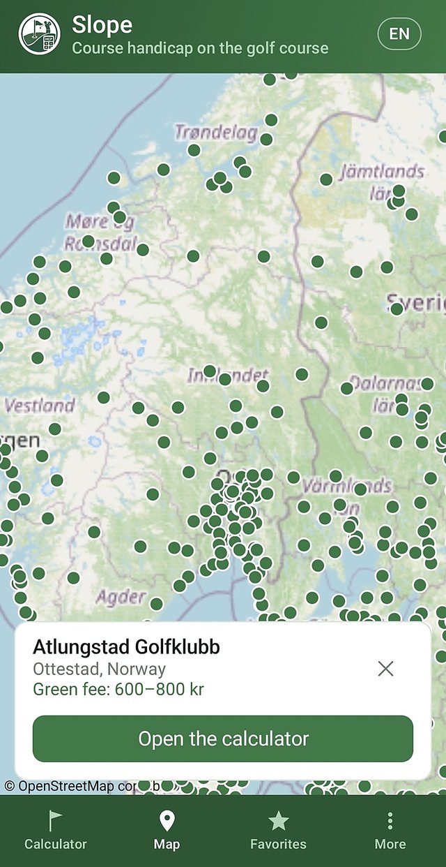 The course map in the Slope app – every Nordic course