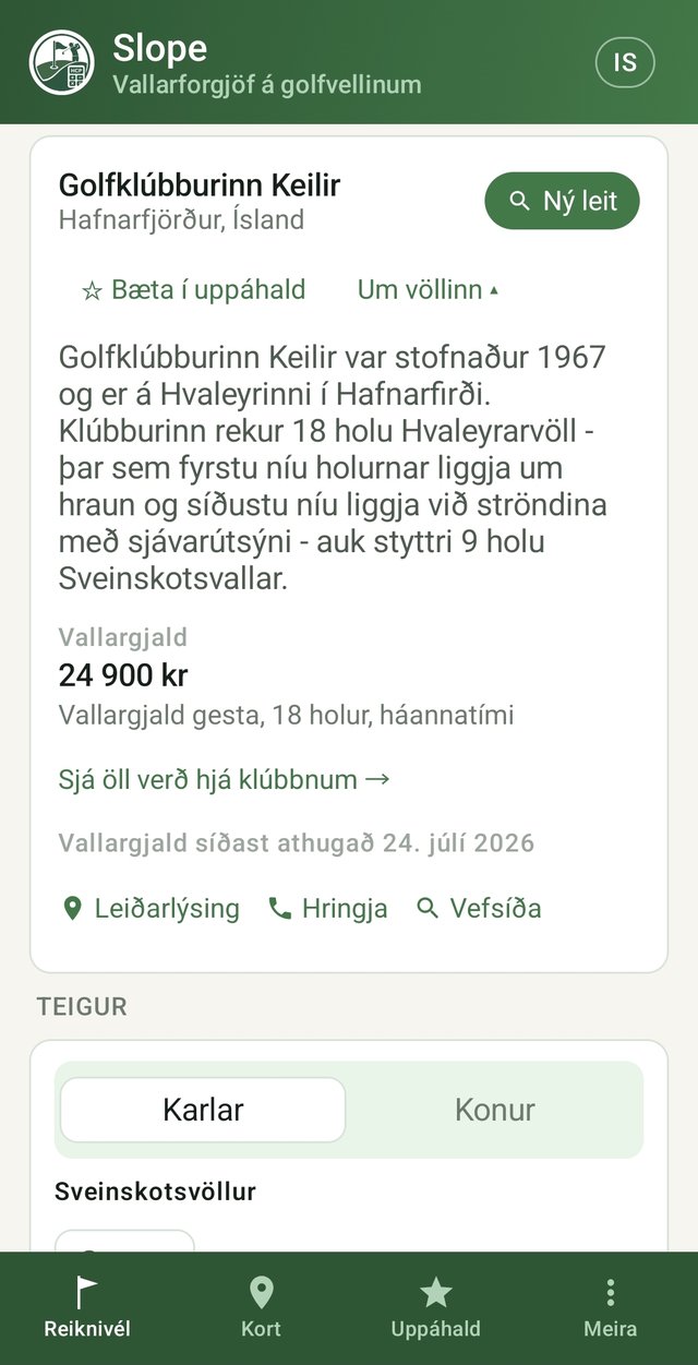 Vallargjöld í Slope-appinu