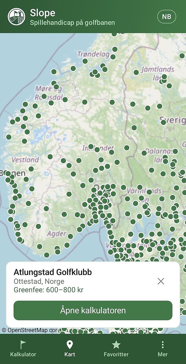 Banekartet i Slope-appen – alle baner i Norden